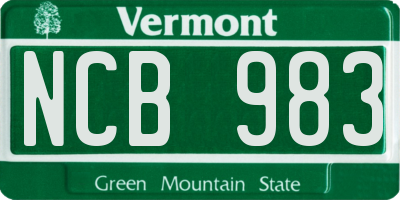 VT license plate NCB983