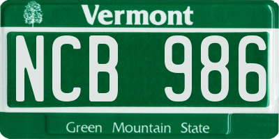 VT license plate NCB986