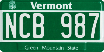VT license plate NCB987