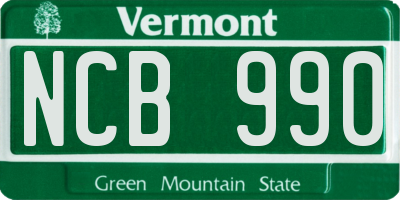 VT license plate NCB990