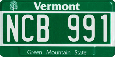 VT license plate NCB991