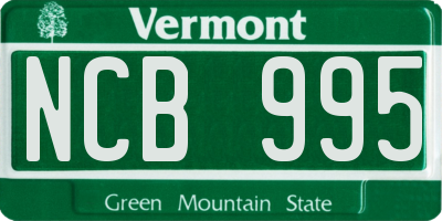 VT license plate NCB995