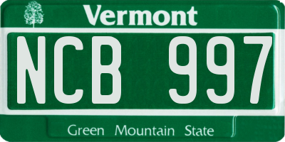 VT license plate NCB997
