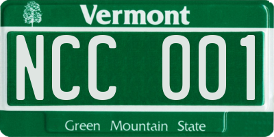 VT license plate NCC001