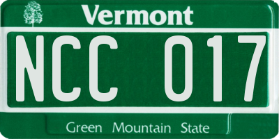 VT license plate NCC017