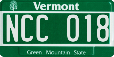VT license plate NCC018