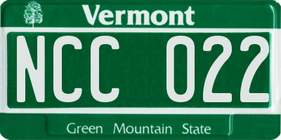 VT license plate NCC022