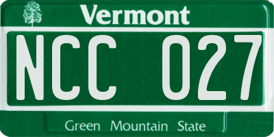 VT license plate NCC027