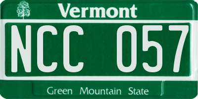 VT license plate NCC057