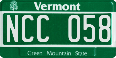 VT license plate NCC058