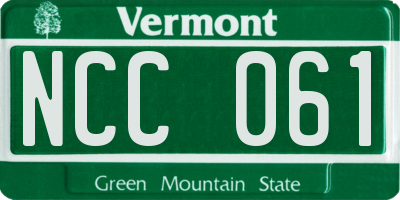 VT license plate NCC061