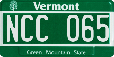 VT license plate NCC065