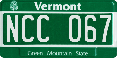 VT license plate NCC067