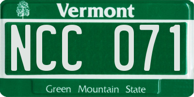 VT license plate NCC071