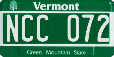 VT license plate NCC072
