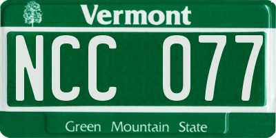 VT license plate NCC077