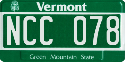 VT license plate NCC078