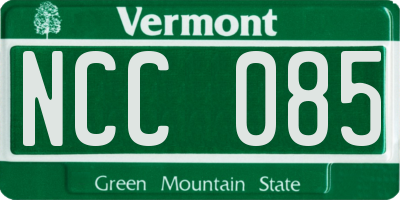 VT license plate NCC085