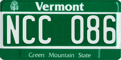 VT license plate NCC086