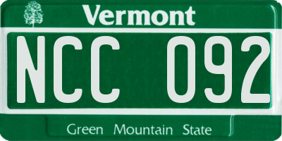 VT license plate NCC092