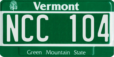 VT license plate NCC104