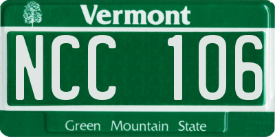 VT license plate NCC106