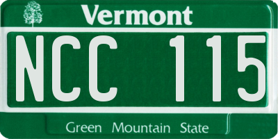 VT license plate NCC115