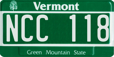 VT license plate NCC118