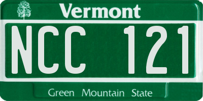 VT license plate NCC121