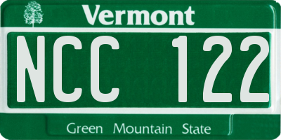 VT license plate NCC122