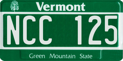 VT license plate NCC125