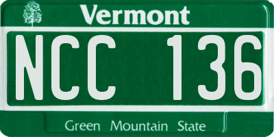 VT license plate NCC136
