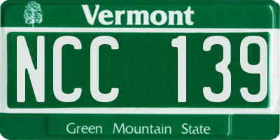 VT license plate NCC139