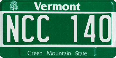 VT license plate NCC140