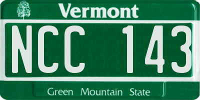 VT license plate NCC143