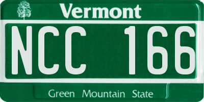 VT license plate NCC166