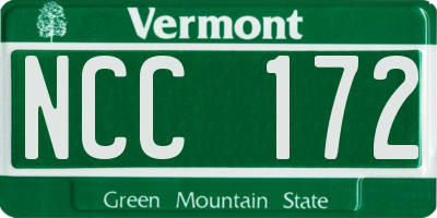 VT license plate NCC172
