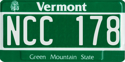 VT license plate NCC178