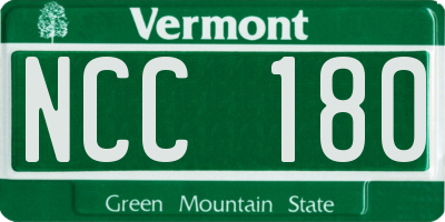 VT license plate NCC180