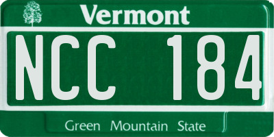 VT license plate NCC184