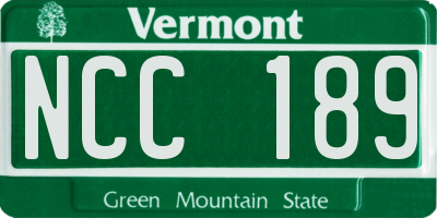 VT license plate NCC189