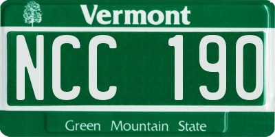 VT license plate NCC190