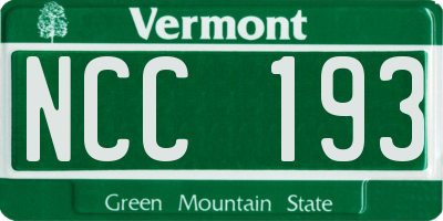VT license plate NCC193