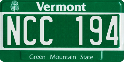 VT license plate NCC194