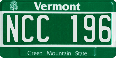 VT license plate NCC196