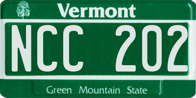 VT license plate NCC202