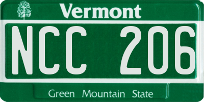 VT license plate NCC206