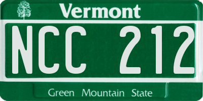 VT license plate NCC212
