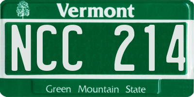 VT license plate NCC214