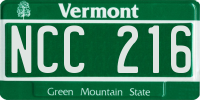 VT license plate NCC216